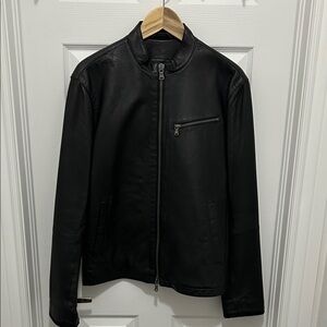 John Varvatos Black Lightweight Leather Jacket - Mens size M